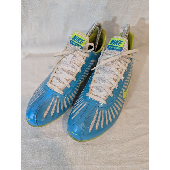 Nike Rival Sister Women’s 8.5 Track Spikes Blue Glow Volt 502619-471 from 2011 - Picture 1 of 7